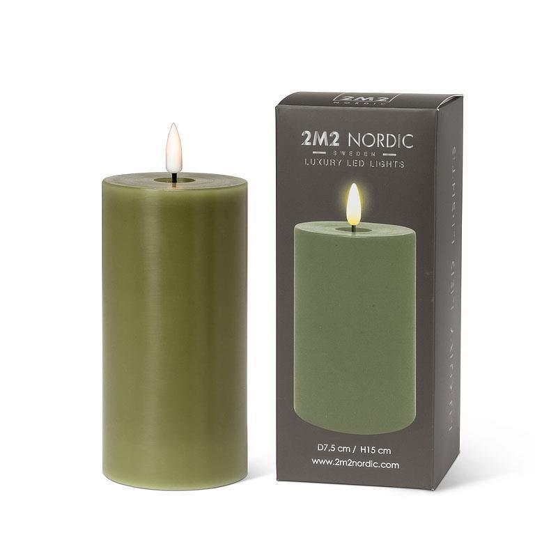 Green LED Pillar Candle