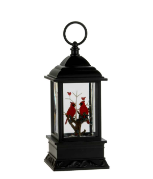 LED Black Globe with Cardinals