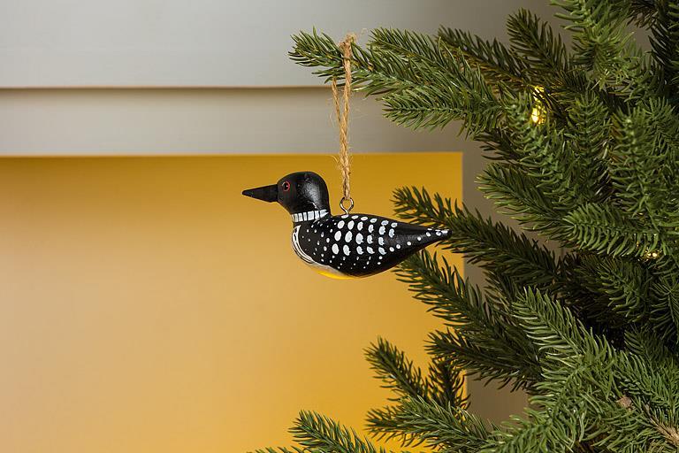 Loon Carved Ornament 4"L