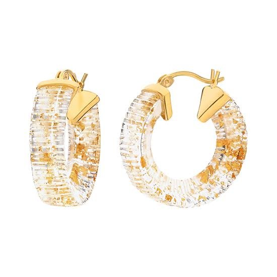 Lucite Earrings with 24 Karat Leaf