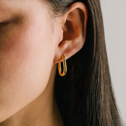 Midi Paperclip Puff Hoop Earrings