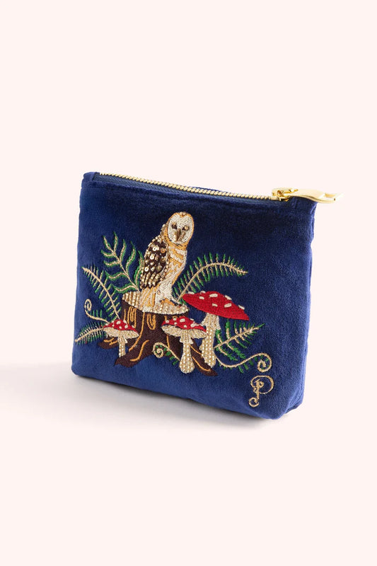 Velvet Mini Pouch Woodland Owl