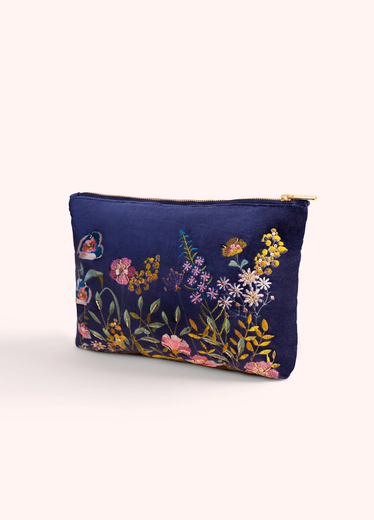 Navy Floral Hedgerow Zip Pouch