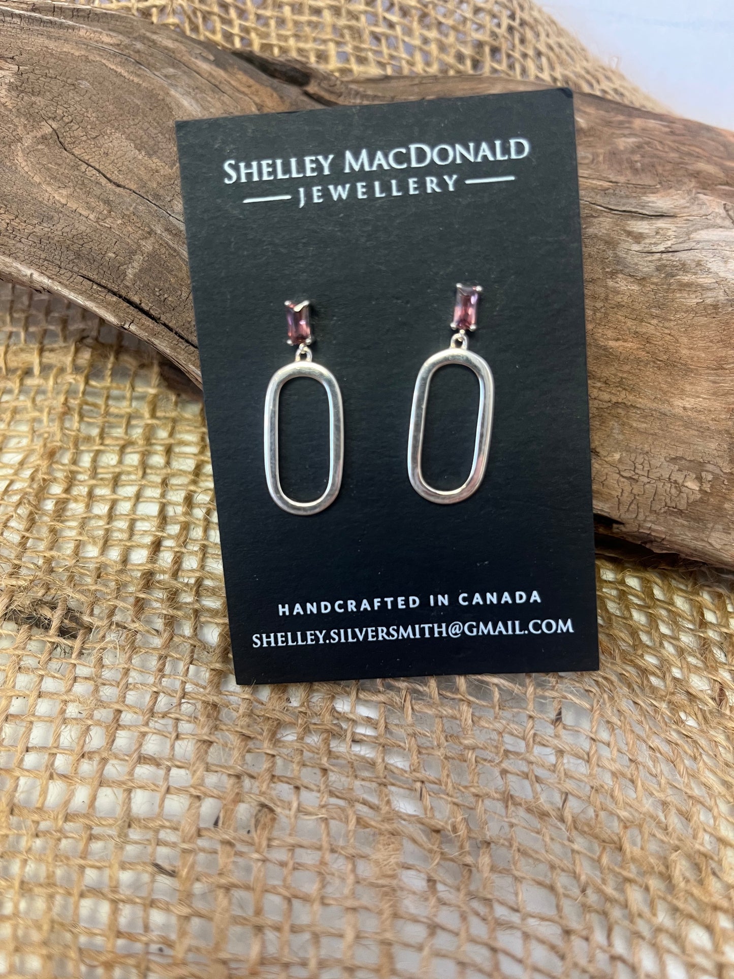 Oval Dangles with Rhodolite Garnet