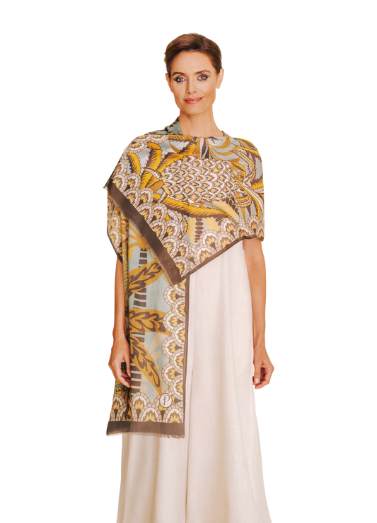Patterned Palms Cotton Scarf
