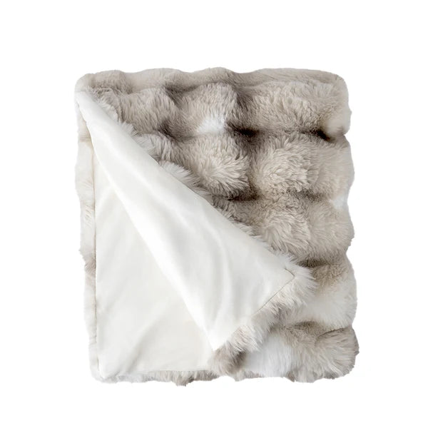 Plush Faux Fur Throw Warm Grey