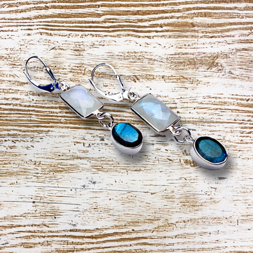Boucles d'Oreilles Raza Howelite &amp; Onyx Noir