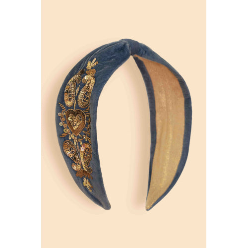 Royal Blue Heart Embellished Headband