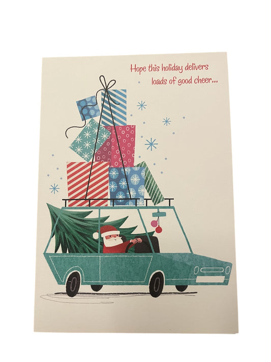 Santa at the Wheel Holiday Greeting Card