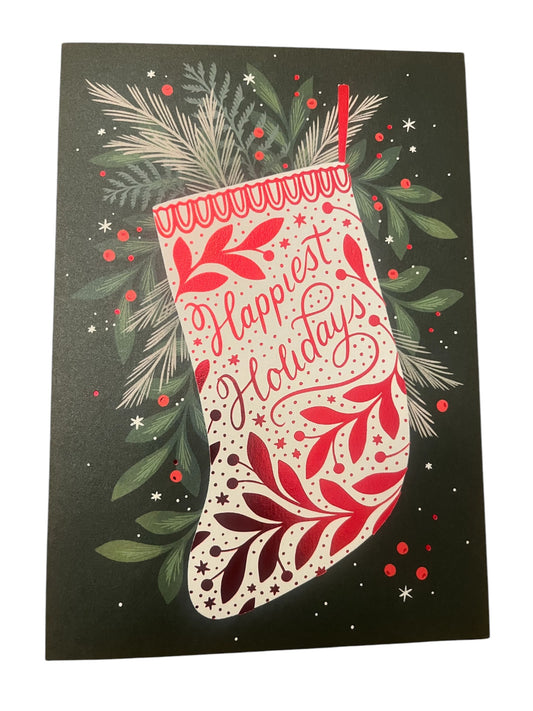 Red and White Stocking Holiday Card