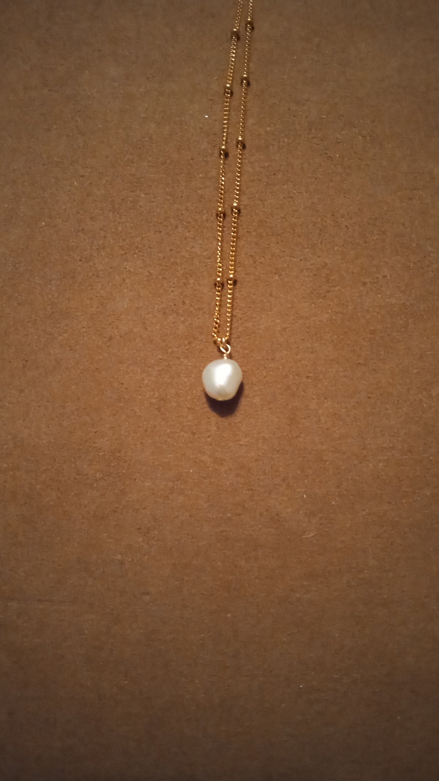 Satellite Chain with Baroque Pearl with Extender Gold Filled