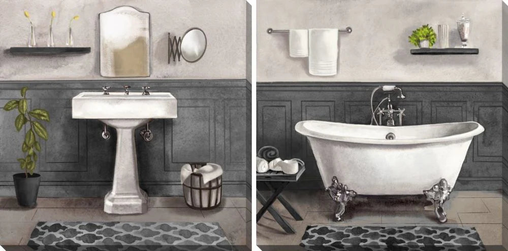 Serene Bathroom Set of 2 Canvas Artwork