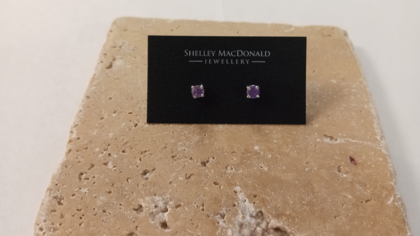 Small Amethyst Stud Earrings