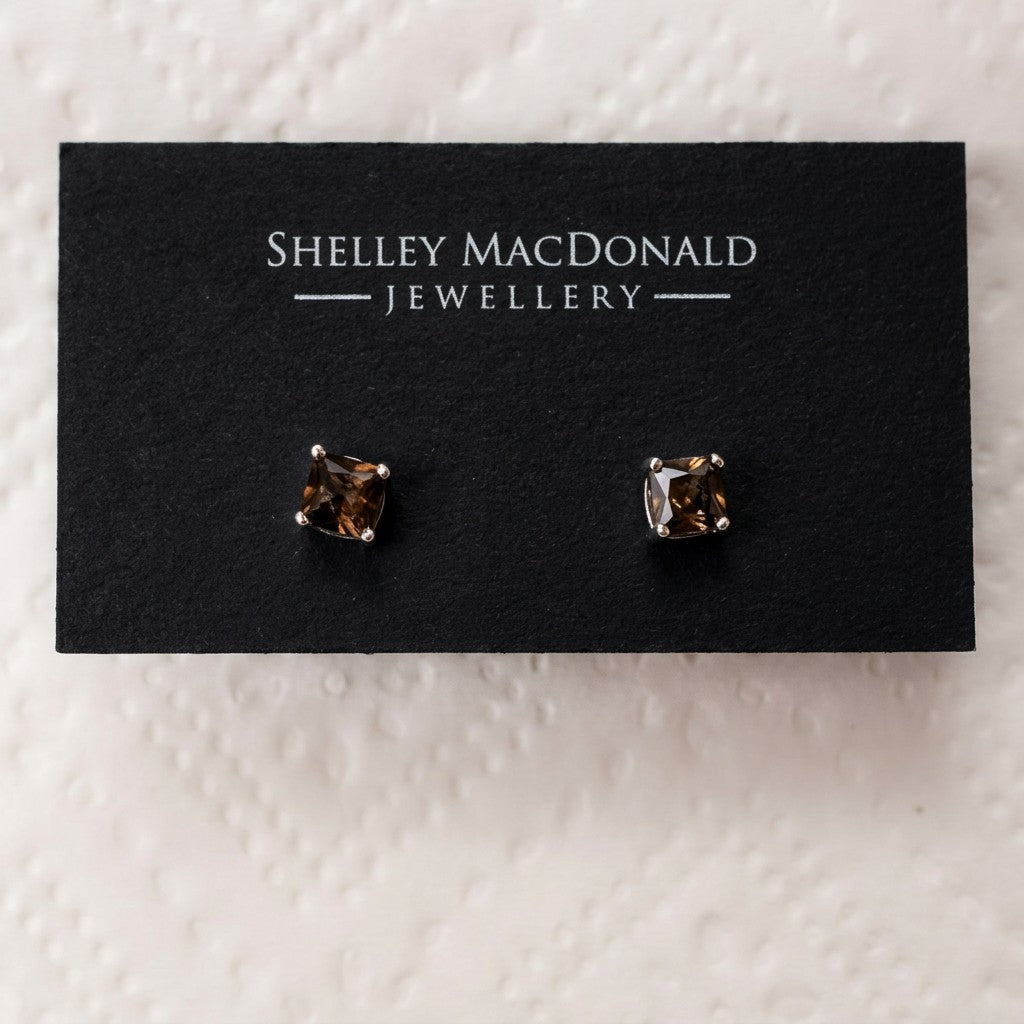 Gemstone Square Stud Earrings
