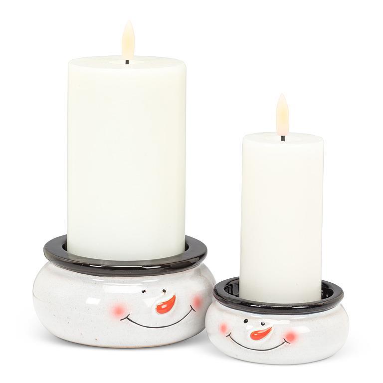 Snowman Face Pillar Holder