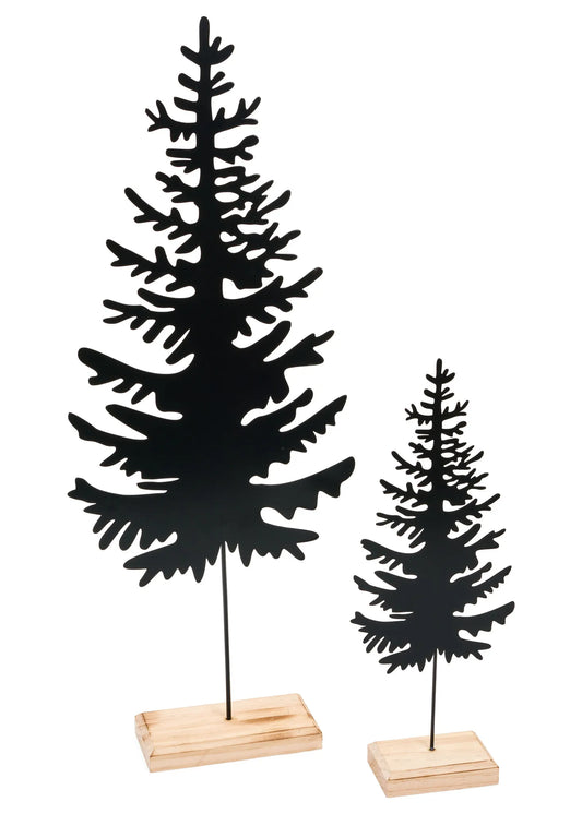 Small Black & Natural Iron and Wood Decorative Tree