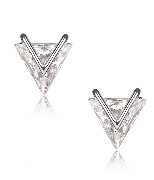 Triangular Sterling Silver Earrings with cz