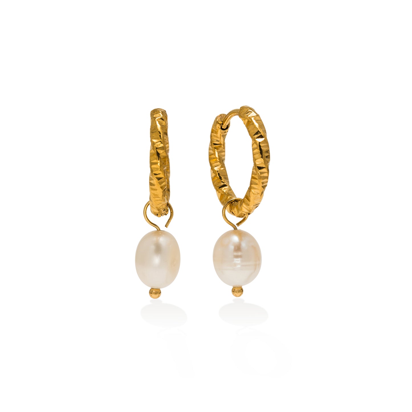 Venus Pearl Drop Hoop Earrings