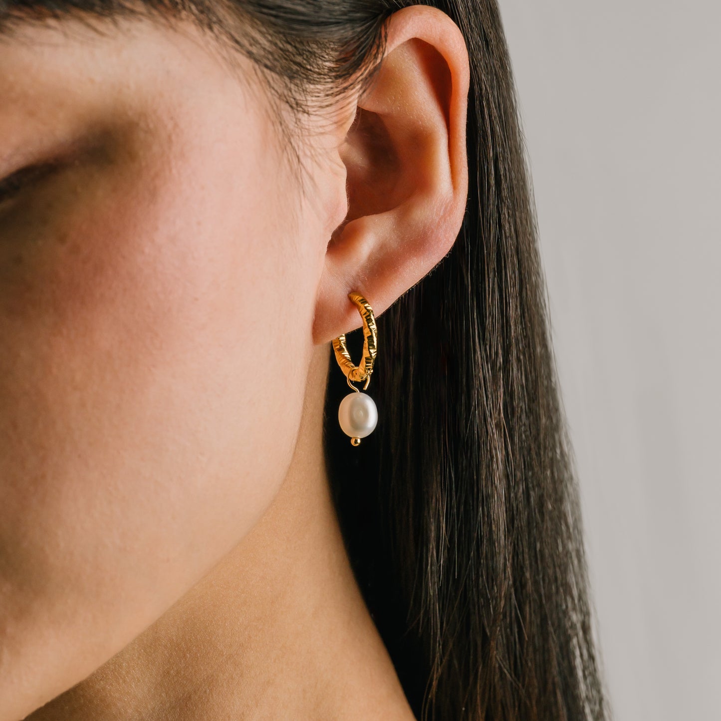 Venus Pearl Drop Hoop Earrings