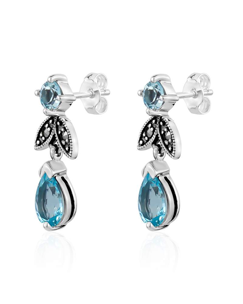 Marcasite Blue Topaz Earrings