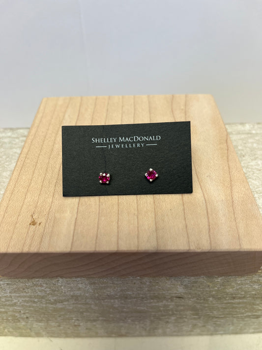 Gemstone Stud Earrings Sterling Silver - Handmade in Canada