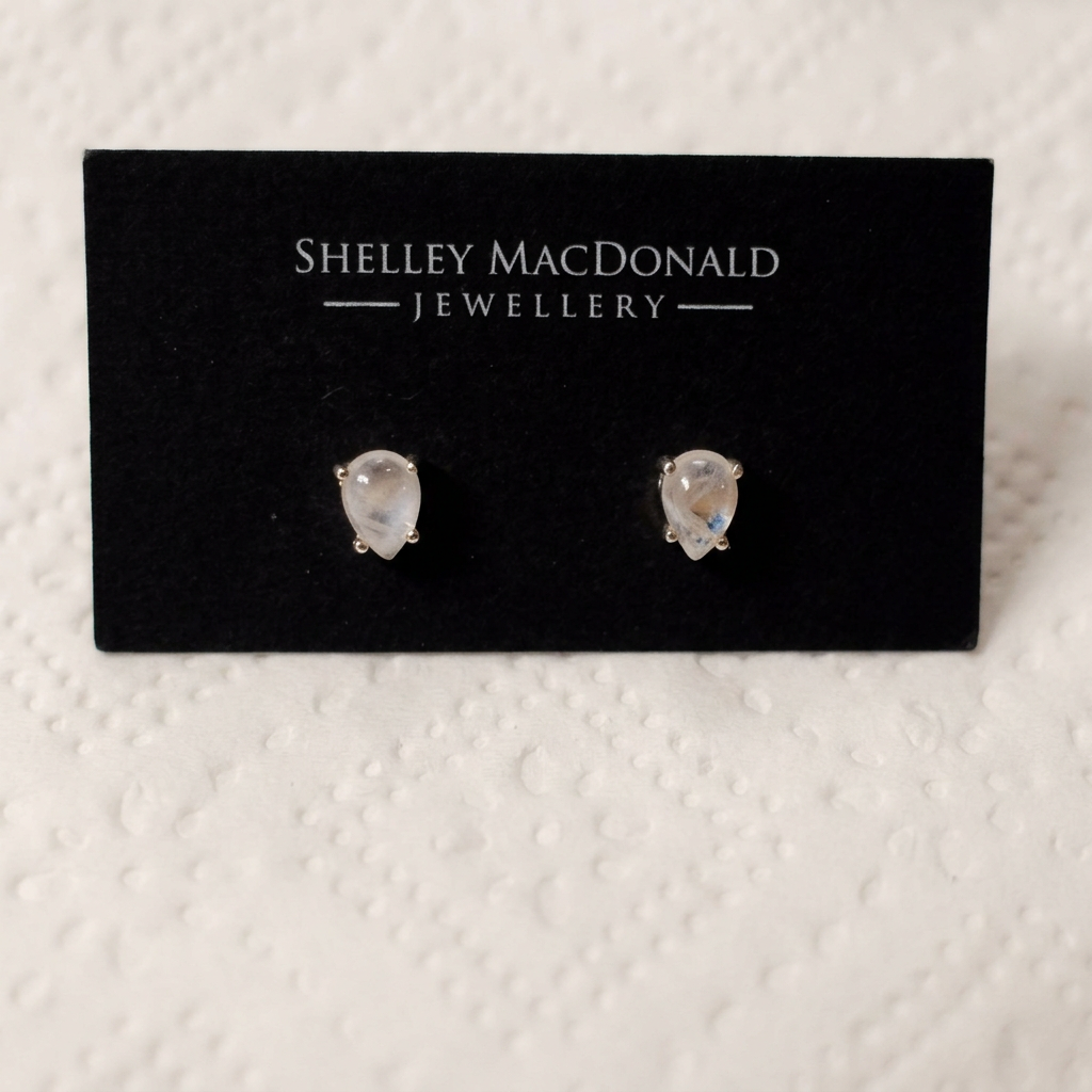 Improved Moonstone Teardrop Stud Earrings photo