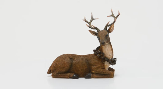 Laying Deer with Wreath
