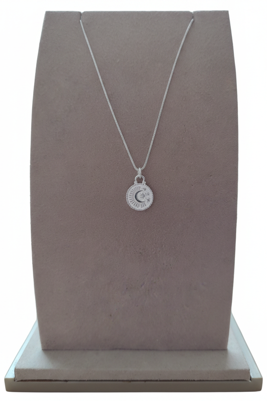 Solar Pendant Sterling Silver Necklace - Vertical