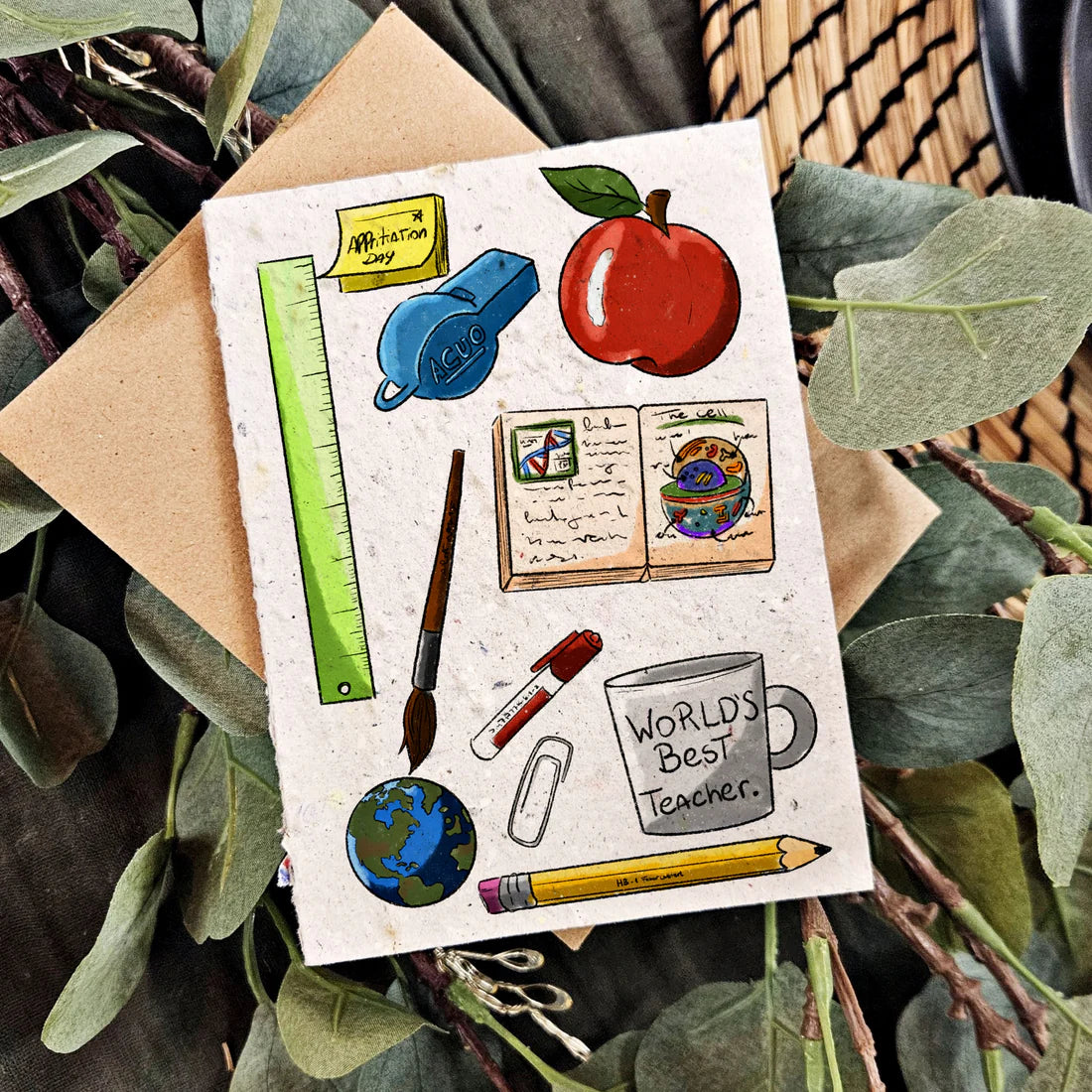 Seeded Paper Card  - World's Best Teacher