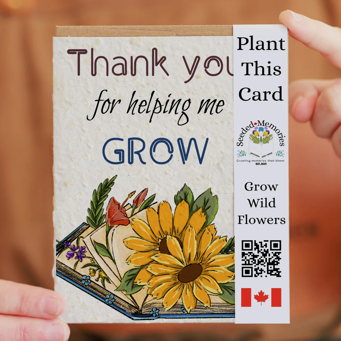 Seeded Paper Thank You Card - Thank You For Helping Me Grow