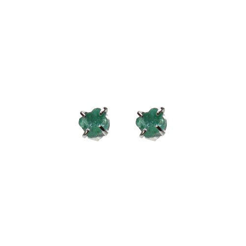 Raw Emerald Stud Earrings