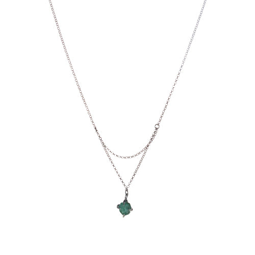 Raw Emerald Fine Drop Pendant