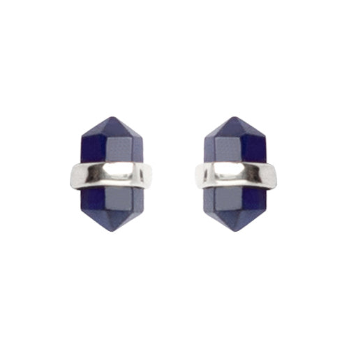 Faceted stone wrap blue sapphire earrings