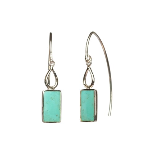 Boucle d'oreille en turquoise taillée à la main en forme de larme