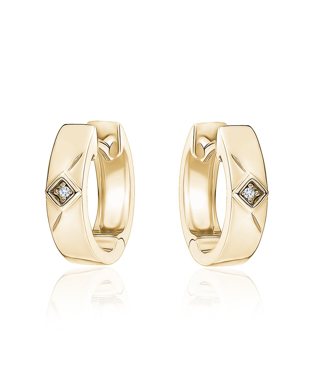 Huggie Earrings Gold with Cubic Zirconia