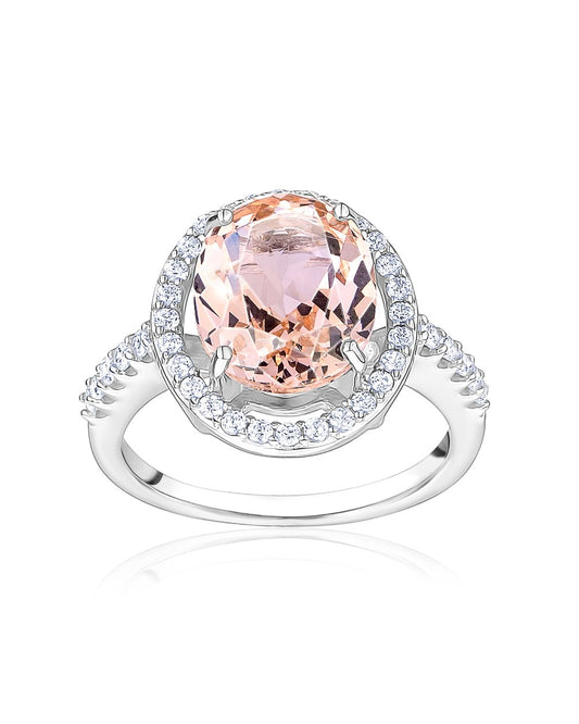 Nano Morganite Glass Ring Sz 7