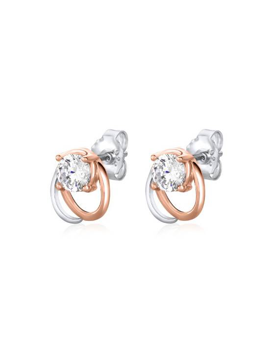 Boucles d'oreilles double boucle avec or rose