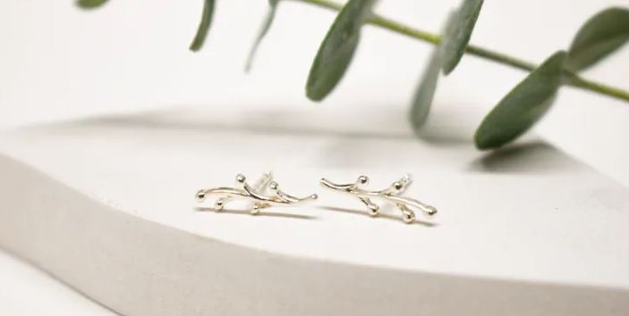 Cranberry Branch Stud Earrings