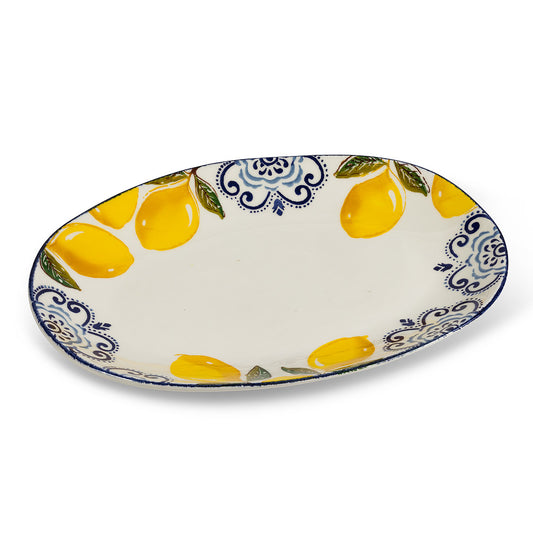 Lemon Print Large Oval Platter