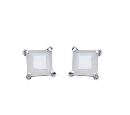 Rose Quartz Symi Square Stud Earrings