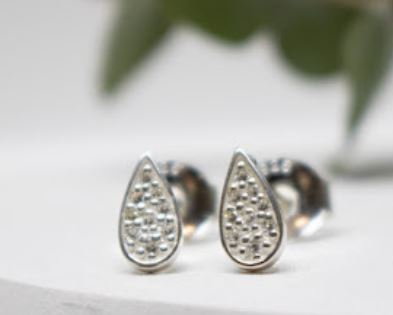 Tear Drop Pave Stud Earrings