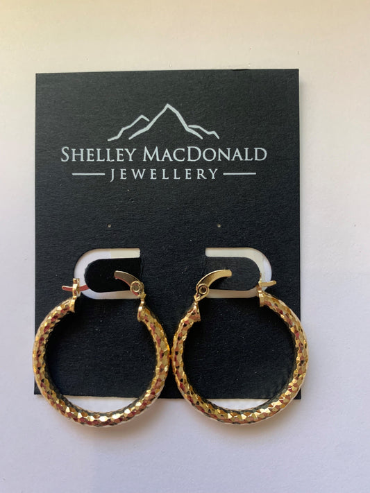 Gold Filled Hammer Textured Hoops