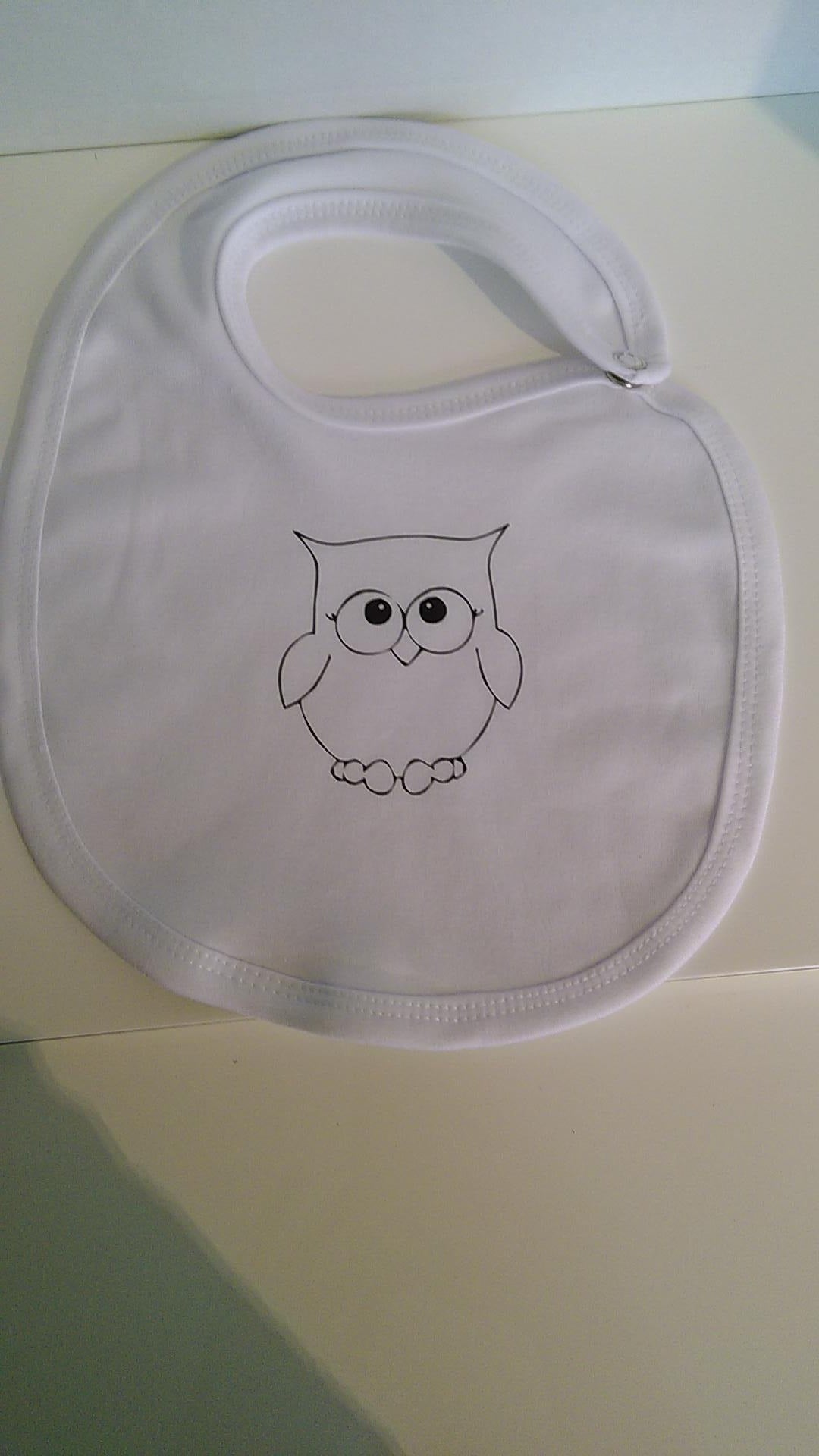 Happy Owl Bib White