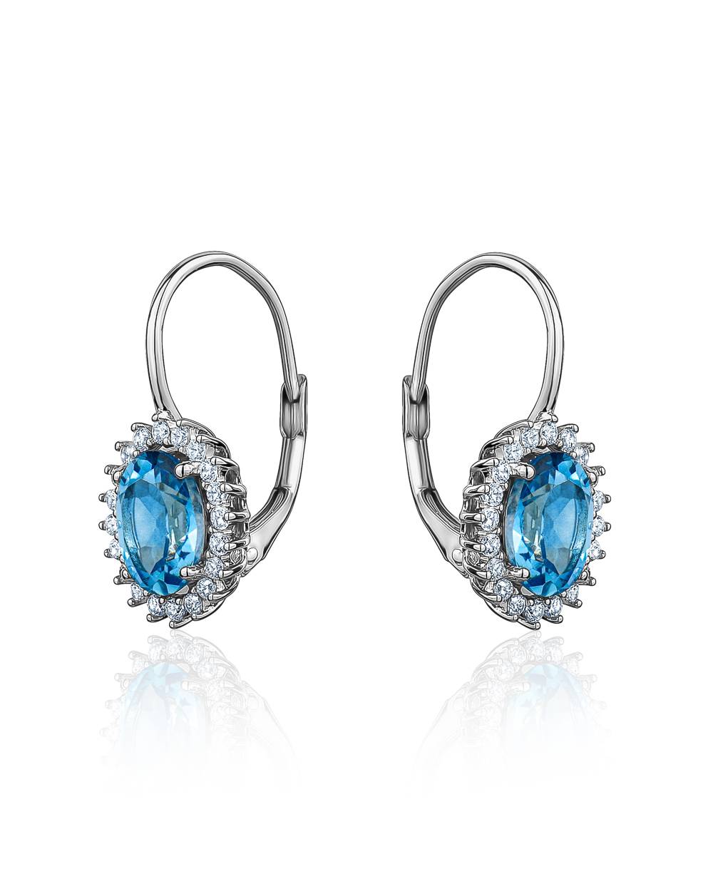 Swiss Blue Topaz Oval Earrings