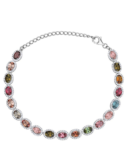 Tourmaline and Cubic Zirconia Tennis Bracelet